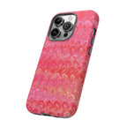 Pink and Gold Marbled Peacock Durable Phone Case - Olive Green and Brown - Matte or Glossy