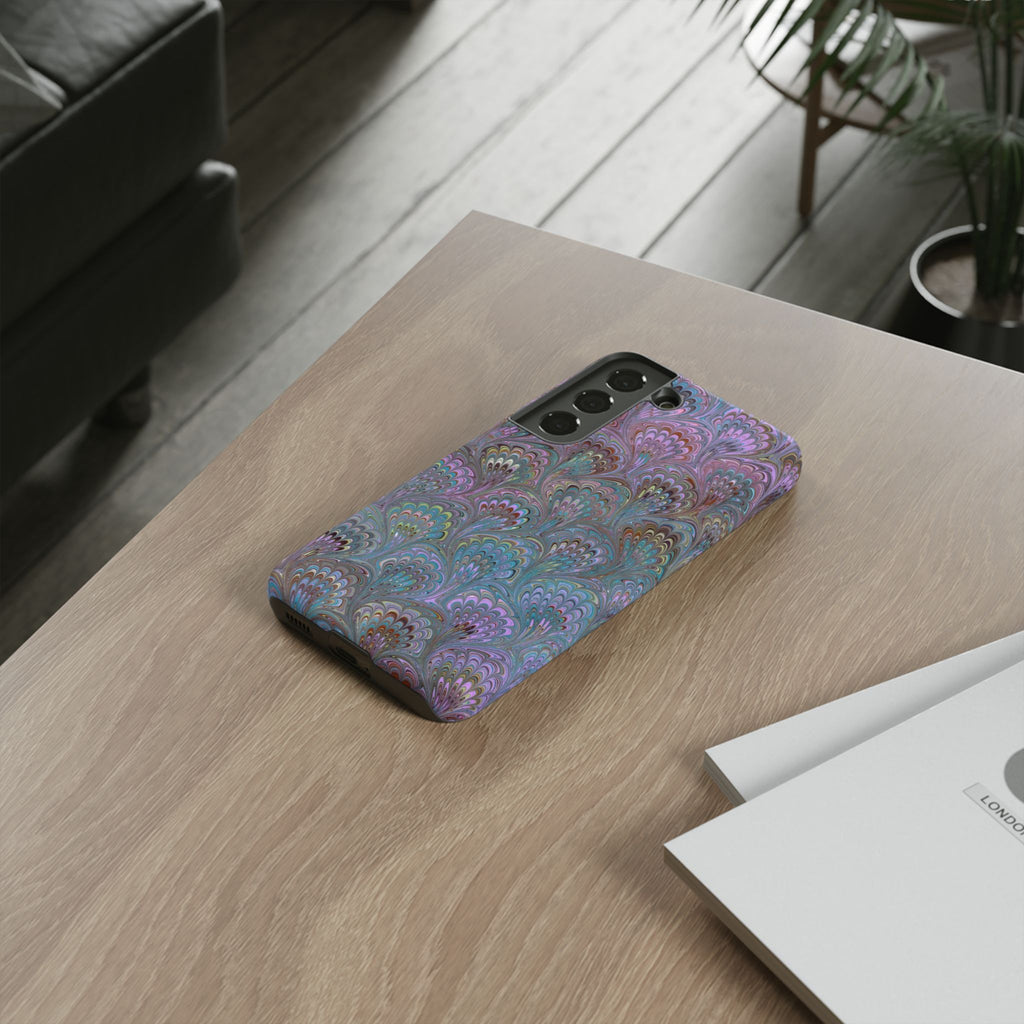 Lavender Marbled Peacock Durable Phone Case - Matte or Glossy