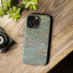 Blue and Green Feather Marbled Phone Case — Dual Layer - Tough Protective Phone Cover