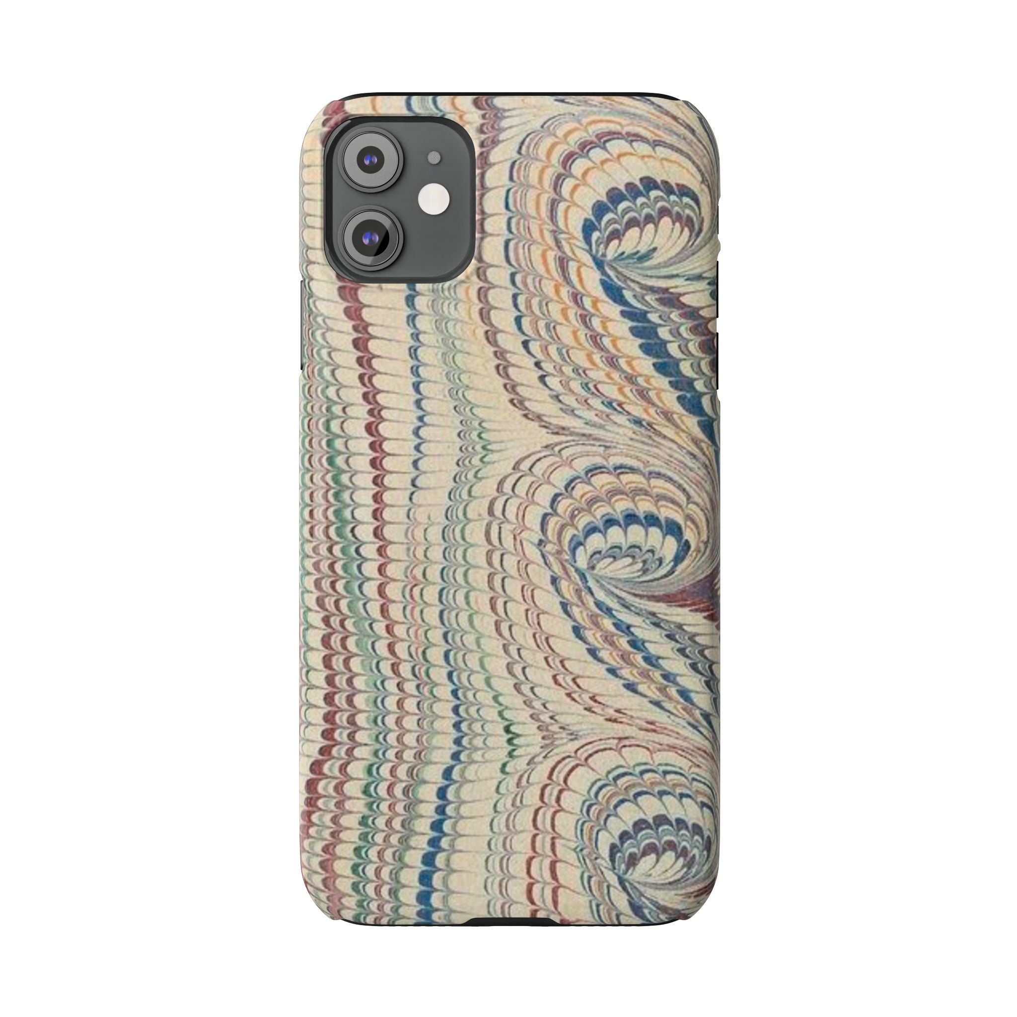 Italian Vintage Marbled Paper Design on iPhone Cases, Artistic Protection for Your Device in Elegant Beige, Blue, Burgundy