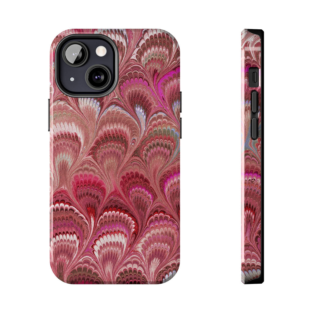 Pink Peacock Marble Italian Tough Phone Case — Durable Marbled Phone Case