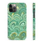 Marbled Feather Green Swirl - Single Layer Slim Phone Case