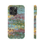 Phone Case with Design from Italy - Marbled "Peacock" Design, Green, Blue, Multi-Color Slim Phone Cases