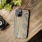 Italian Vintage Marbled Paper Design on iPhone Cases, Artistic Protection for Your Device in Elegant Beige, Blue, Burgundy