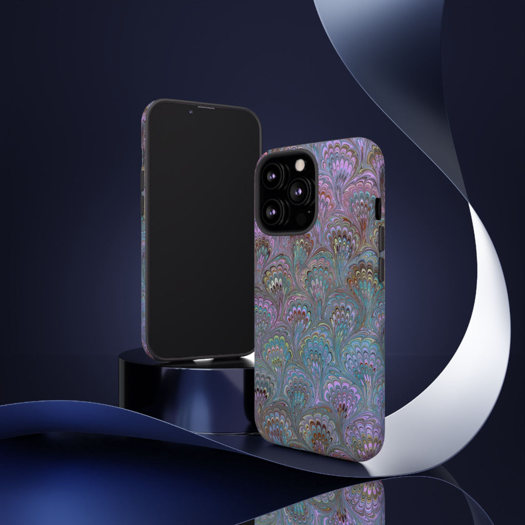Lavender Marbled Peacock Durable Phone Case - Matte or Glossy