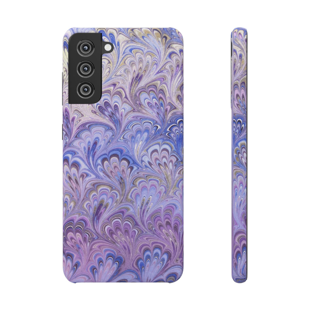 Marbled Feather Lavender + Purple Swirl - Single Layer Slim Phone Case