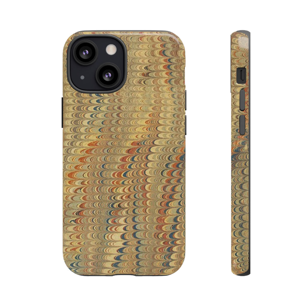 Beige and Blue Marbled Durable Phone Case - Dual Layer - Matte or Glossy
