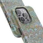 Green, Blue, + White Marbled Peacock - Dual Layer MAG SAFE Phone Case