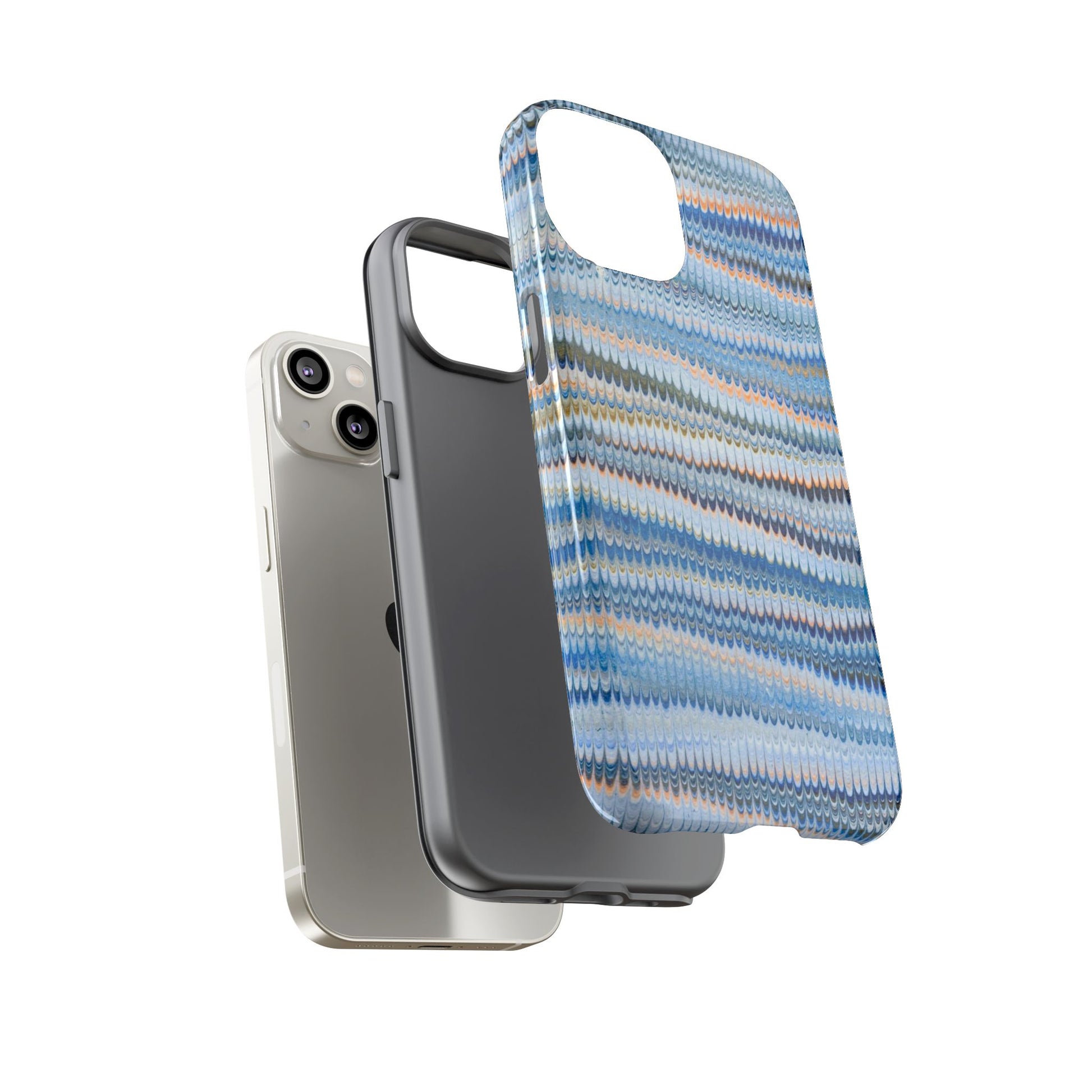 Blue Marbled Phone Cases iPhone 16 + Samsung + Apple + Google - all models, Vintage Marbled Design - Tough Cases