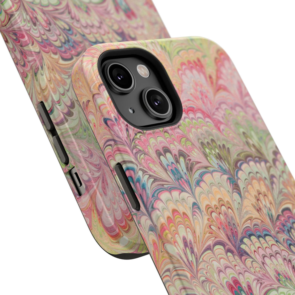 Marbled Pastel Pink and Green Impact-Resistant Phone Case for Apple + Samsung