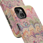 Marbled Pastel Pink and Green Impact-Resistant Phone Case for Apple + Samsung