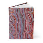 Burgundy & Light Blue Italian Feather Marble Hardcover Journal — Matte