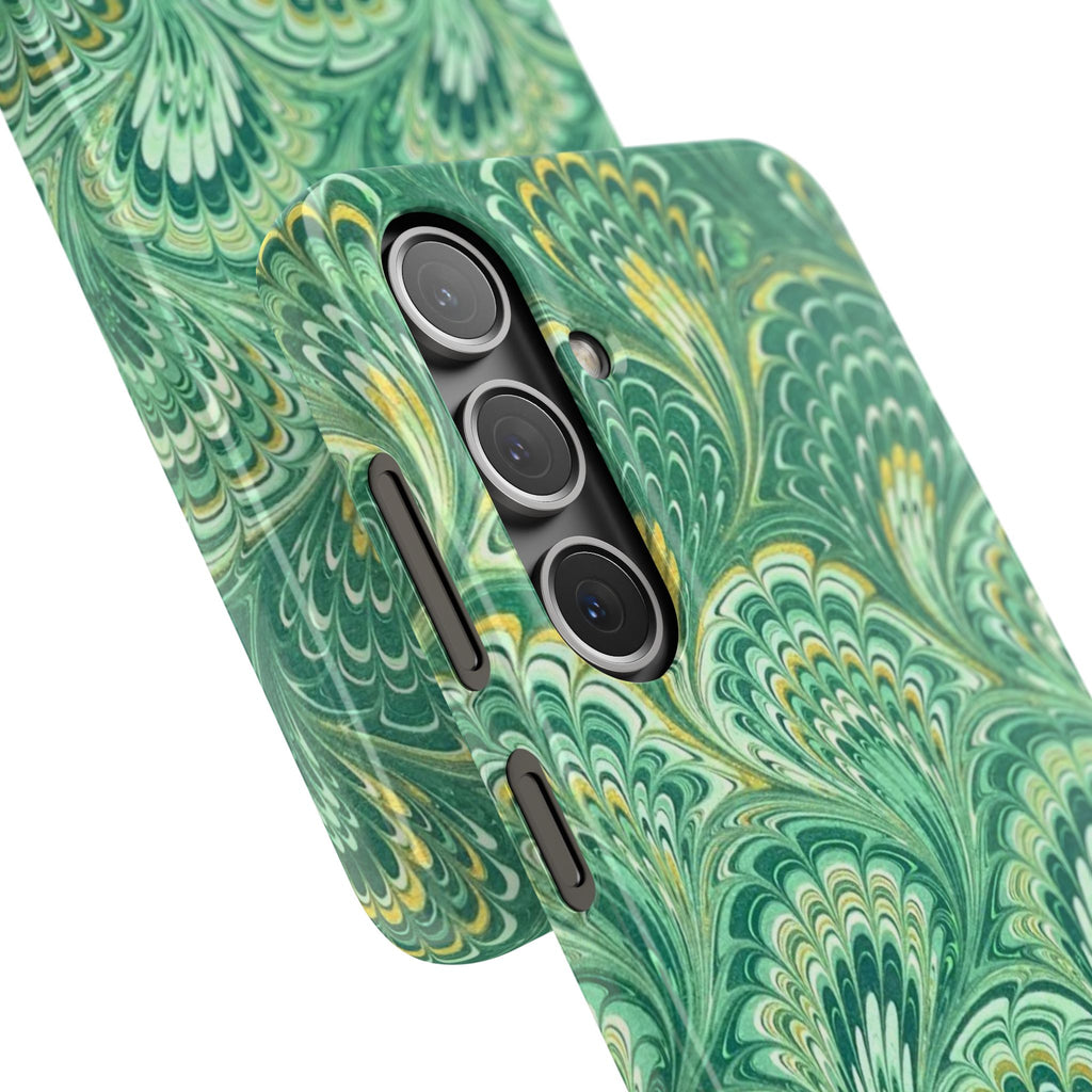 Marbled Feather Green Swirl - Single Layer Slim Phone Case