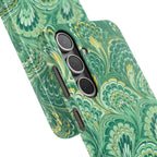 Marbled Feather Green Swirl - Single Layer Slim Phone Case