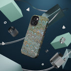 Green, Blue, + White Marbled Peacock - Dual Layer MAG SAFE Phone Case