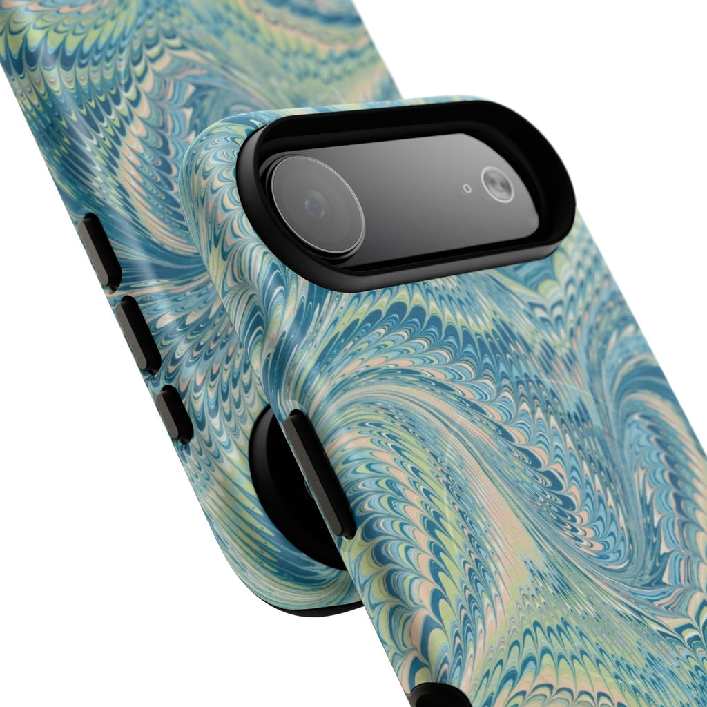 Aqua + Green Marble Phone Case - Impact-Resistant Durable - Dual Cover Design