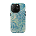 Aqua + Green Marble Phone Case - Impact-Resistant Durable - Dual Cover Design