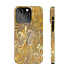 Golden Yelllow Hand-Marbled Florentine Italian Phone Case for iPhone 17 and all sizes