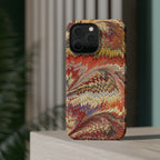 Rust + Gold Italian Marbled Design Magnetic MAG SAFE - Dual Layer Case - Glossy or Matte