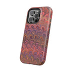 Mag Safe Marble iPhone Case - Red, Burgundy, Lavender & Gold Impact-Resistant