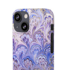 Marbled Feather Lavender + Purple Swirl - Single Layer Slim Phone Case