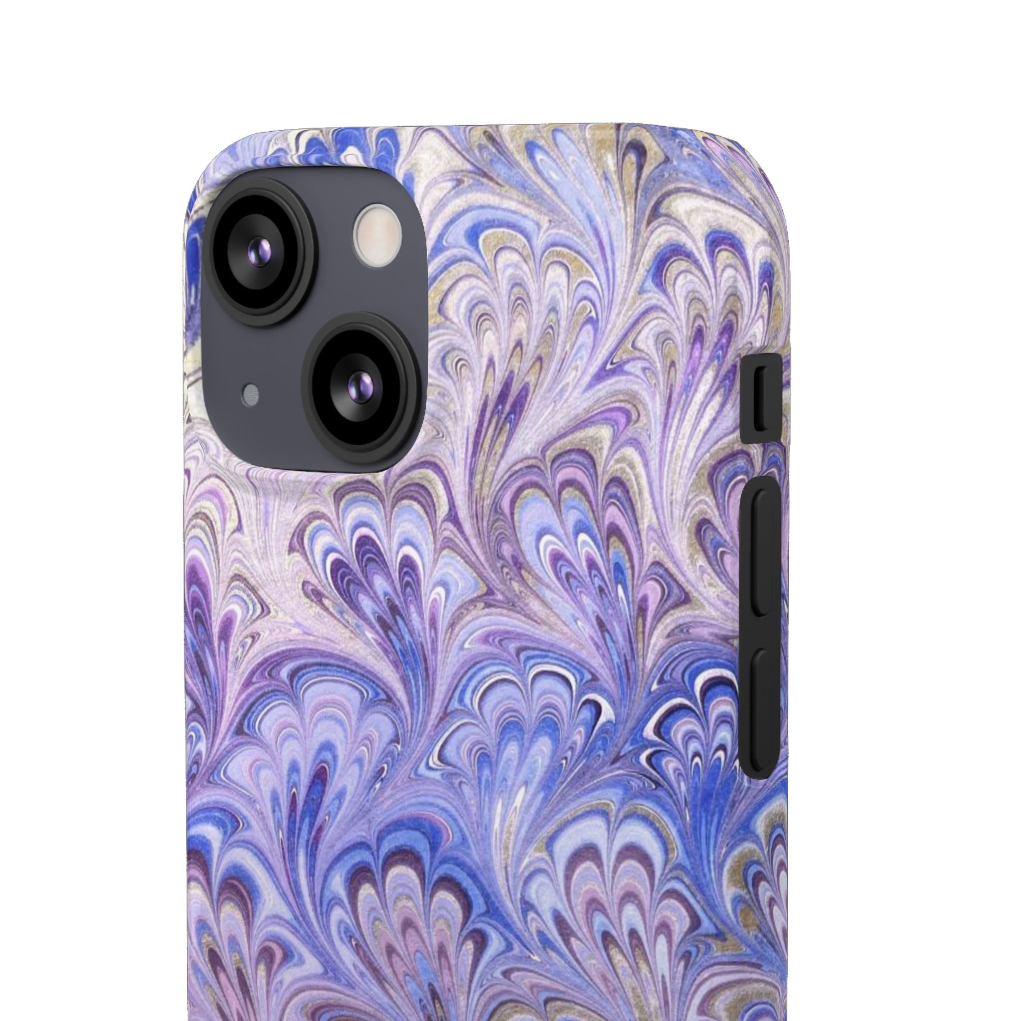 Marbled Feather Lavender + Purple Swirl - Single Layer Slim Phone Case
