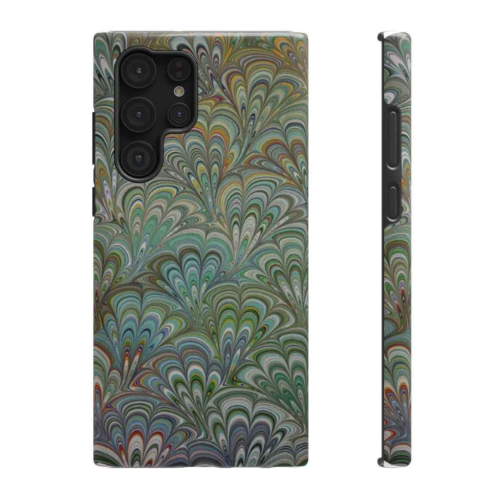 iPhone17 + All Models Phone Cases, Italian Peacock Feather Design, Stylish Impact-Resistant Shell, Protective Cover, Green Peacock Print