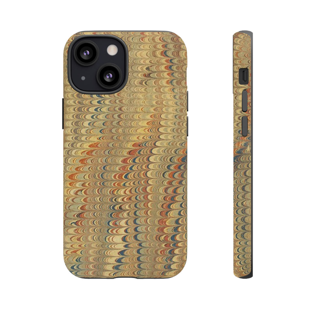 Beige and Blue Marbled Durable Phone Case - Dual Layer - Matte or Glossy