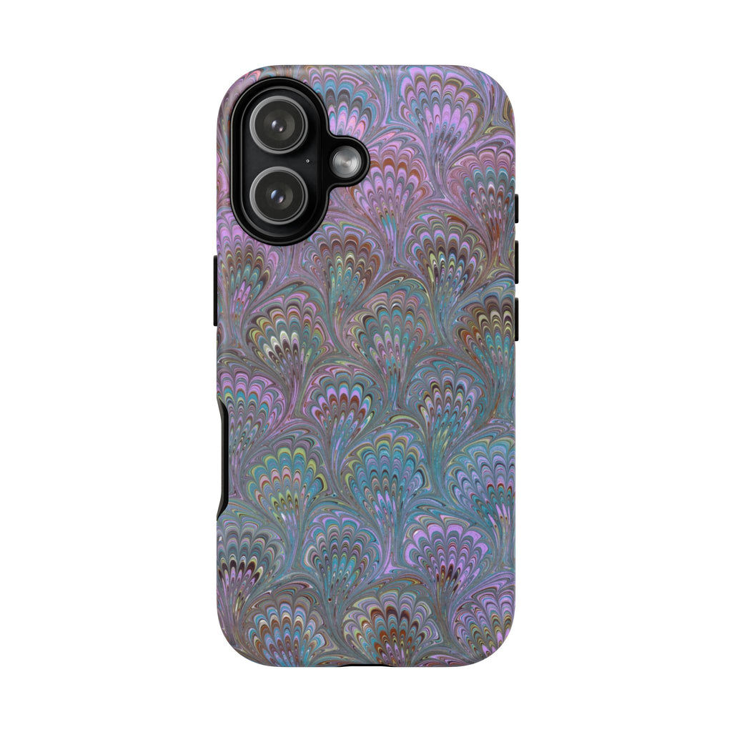 Lavender Marbled Peacock Durable Phone Case - Dual Layer - Matte or Glossy