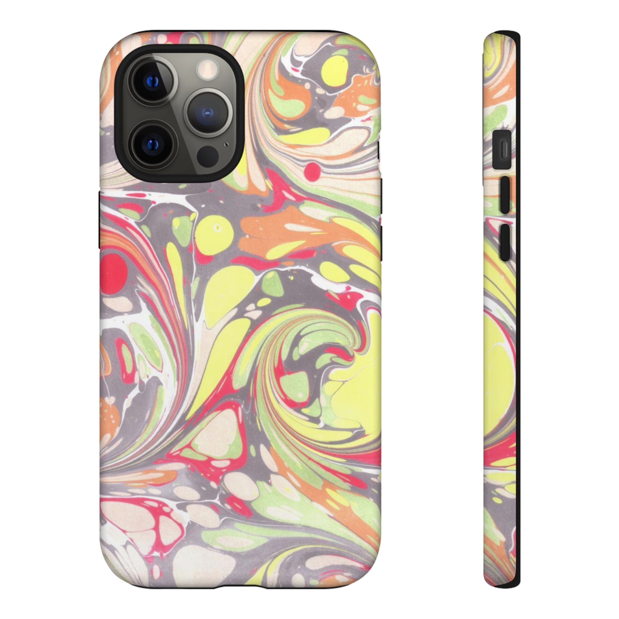 Yellow and Pink Swirl Marbled Italian Phone Case - Dual Layer - Matte or Glossy