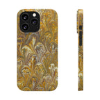 Golden Yelllow Hand-Marbled Florentine Italian Phone Case for iPhone 17 and all sizes