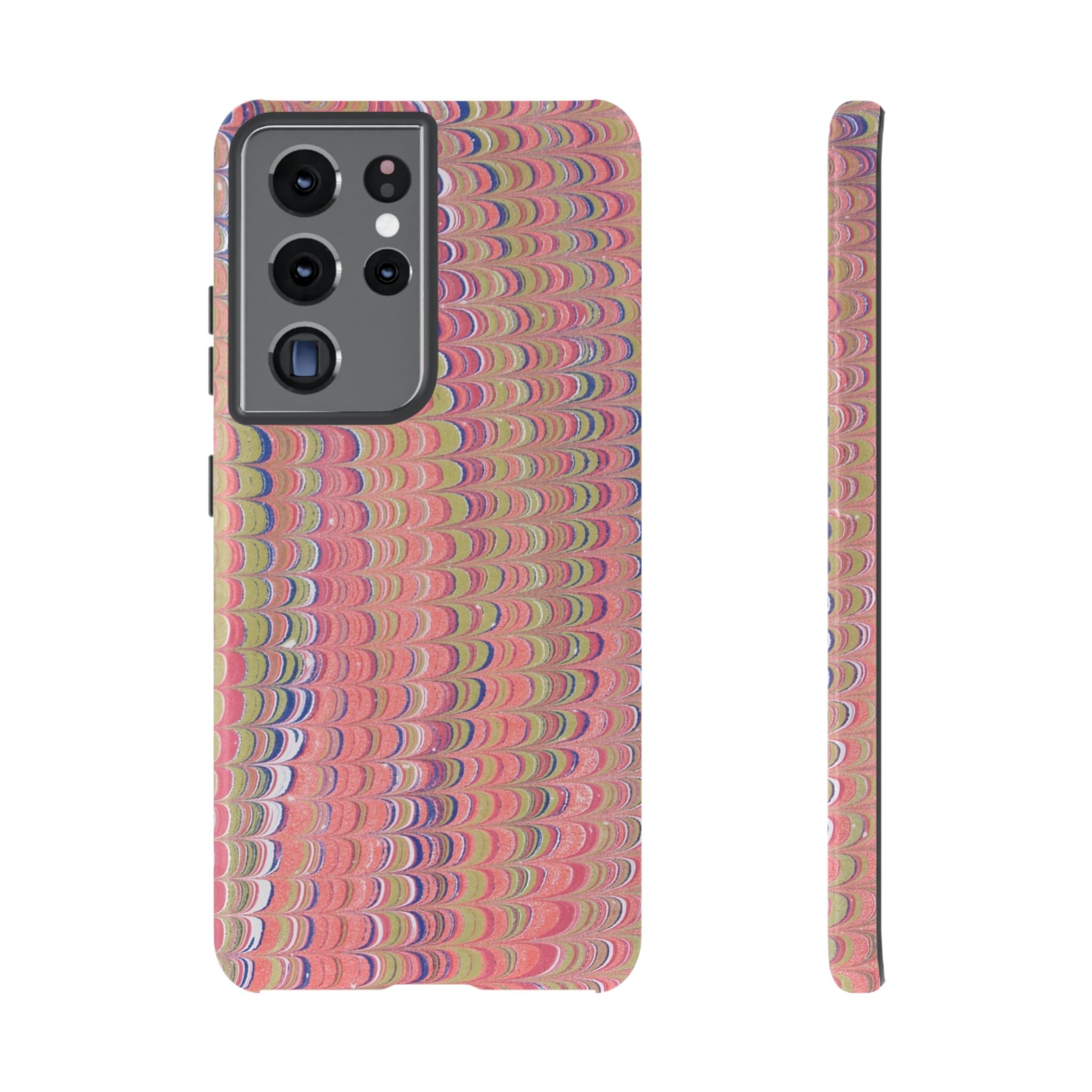 Pink Pastels Feather Marbled Vintage Design iPhone 16 + Samsung + Apple + Google - all models