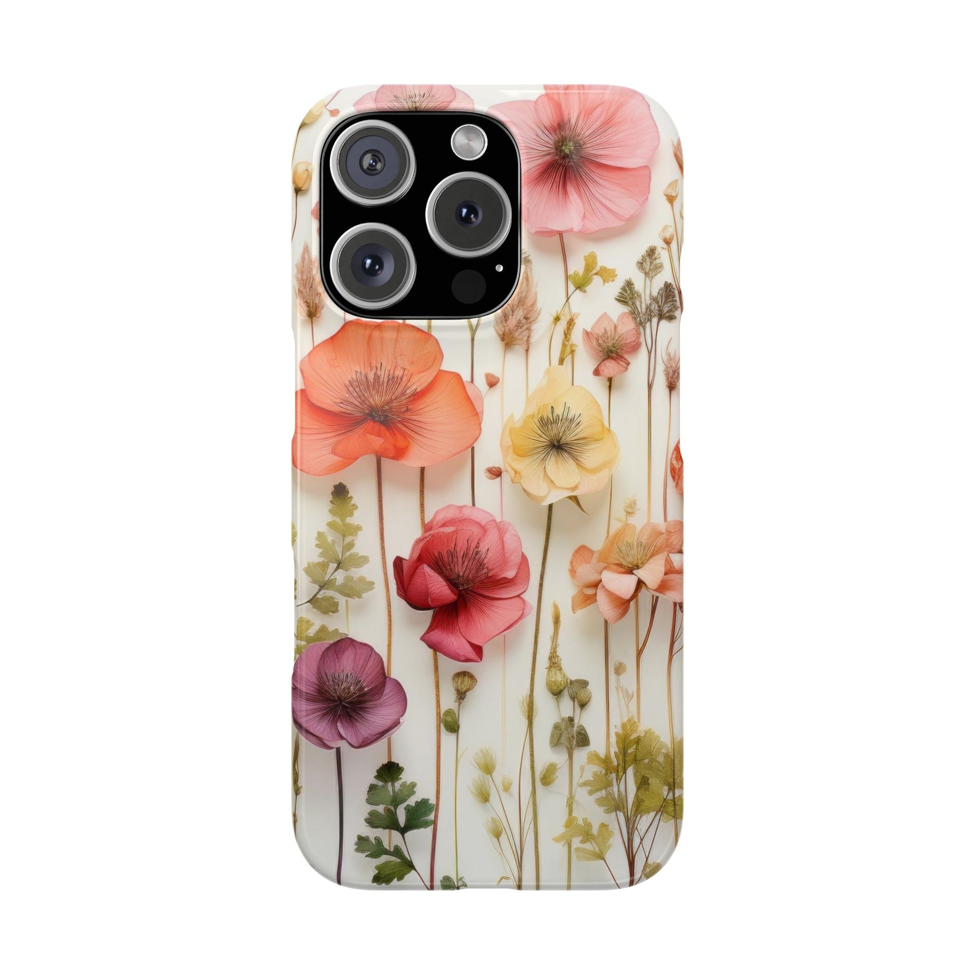 Floral, Pressed Flowers, Pink, Pastels, iPhone 16 and Other Sizes Phone Case, Mag Safe