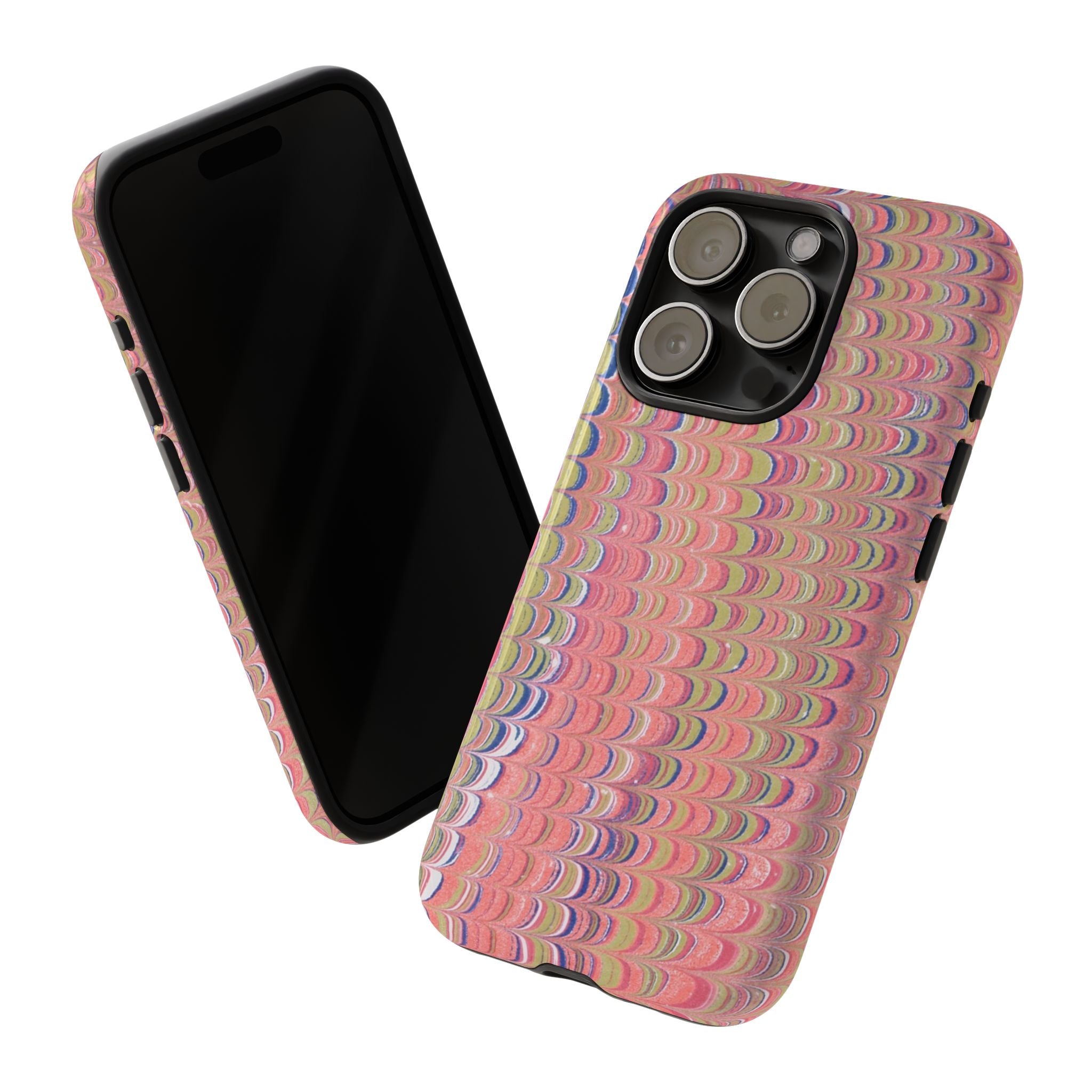 Pink Pastels Feather Marbled Vintage Design iPhone 16 + Samsung + Apple + Google - all models