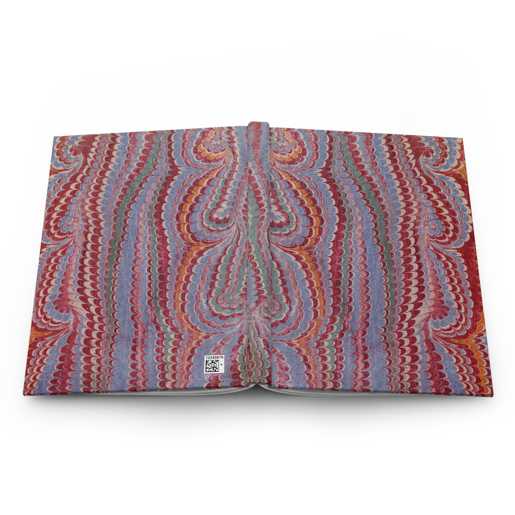 Burgundy & Light Blue Italian Feather Marble Hardcover Journal — Matte