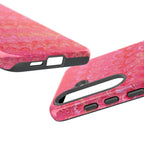 Pink and Gold Marbled Peacock Durable Phone Case - Olive Green and Brown - Matte or Glossy