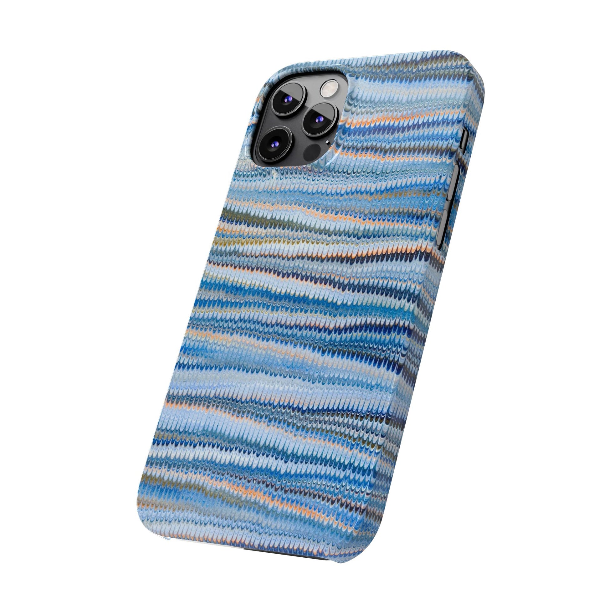 Blue Italian Hand-Painted and Vintage Marbled Inspired Paper Design, Italy Feather Phone Case, iPhone15 Case and all iPhone Case Sizes