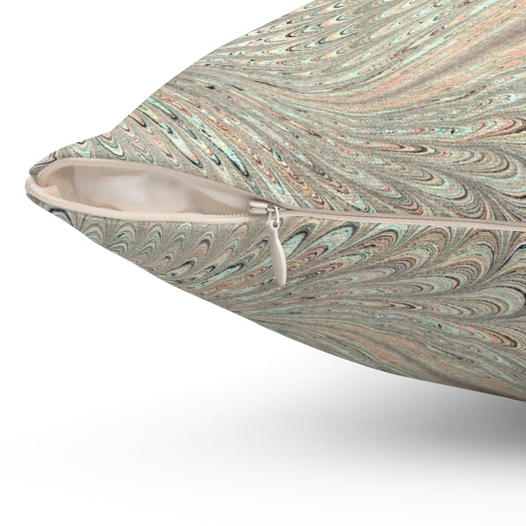 ITALIAN MARBLE Mint Green and Beige Square Pillow includes Pillow, Hidden Zipper