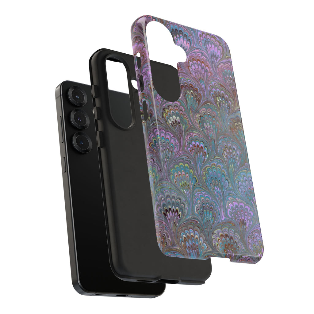 Lavender Marbled Peacock Durable Phone Case - Matte or Glossy