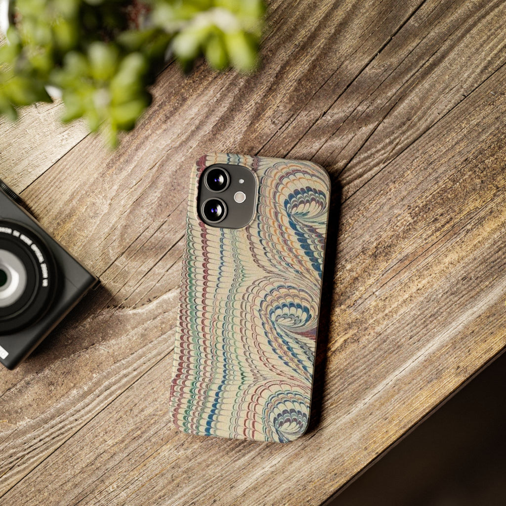 Italian Vintage Marbled Paper Design on iPhone Cases, Artistic Protection for Your Device in Elegant Beige, Blue, Burgundy