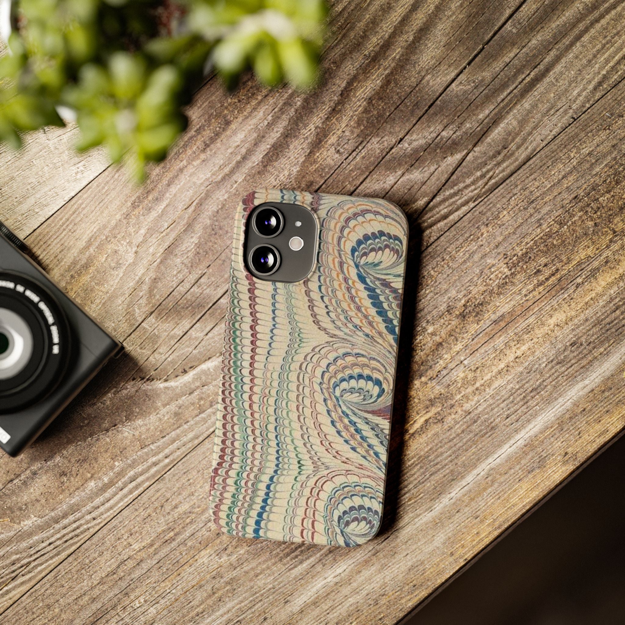 Italian Vintage Marbled Paper Design on iPhone Cases, Artistic Protection for Your Device in Elegant Beige, Blue, Burgundy