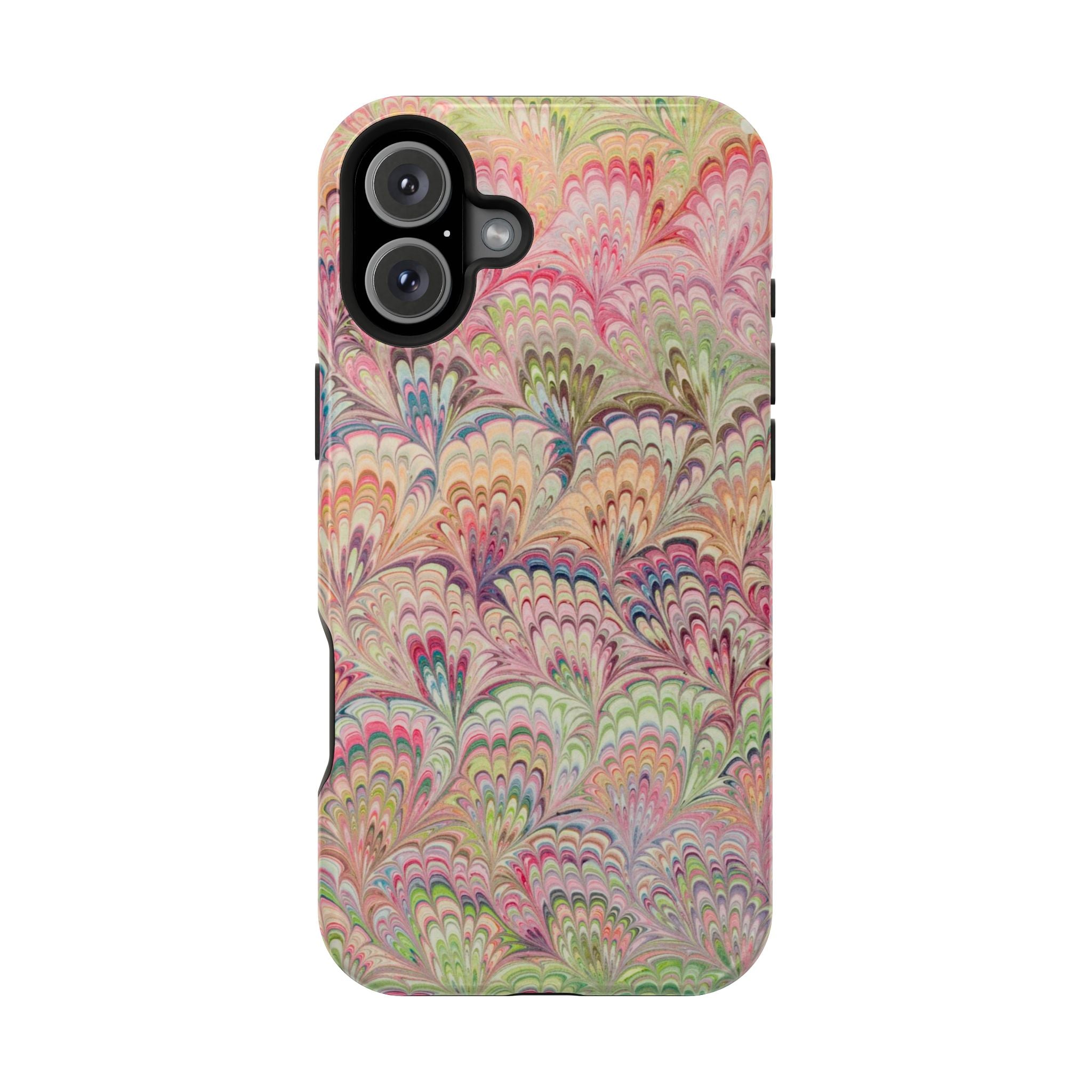 Marbled Pastel Pink and Green Impact-Resistant Phone Case for Apple + Samsung