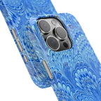 Marbled Feather Blue Swirl - Single Layer Slim Phone Case