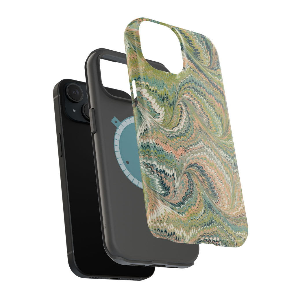 Green Pastel Italian Marble Design Magnetic MAG SAFE High Impact iPhone Cases