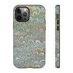 Blue and Green Feather Marbled Phone Case — Dual Layer - Tough Protective Phone Cover