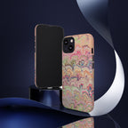 Pastel Pink + Green Feather Marbled Phone Case - Dual Layer Phone Cover
