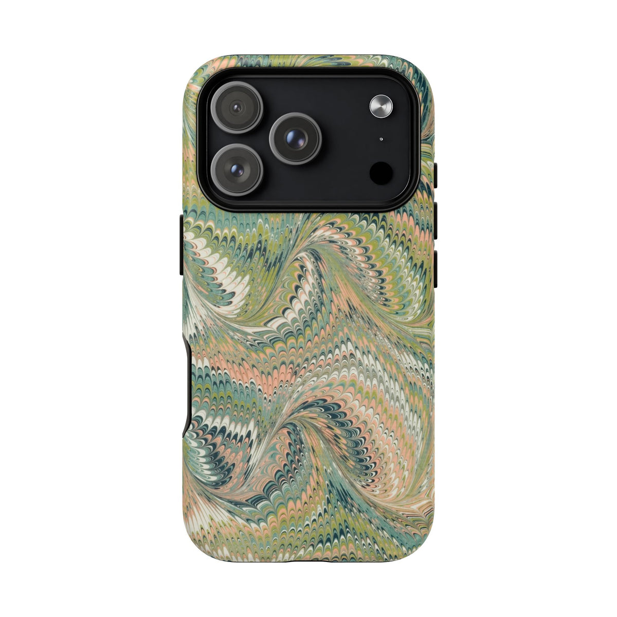 Florentine Marble iPhone Case | Inspired by Florence | Italian Marbled Paper Technique | Artisanal Green Swirl | Dual-Layer Protective Case | Matte or Glossy