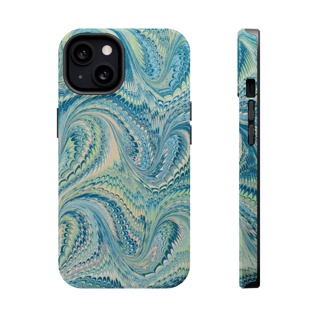 Aqua + Green Marble Phone Case - Impact-Resistant MAG SAFE - Dual Cover Design