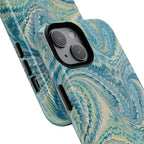 Aqua + Green Marble Phone Case - Impact-Resistant Durable - Dual Cover Design