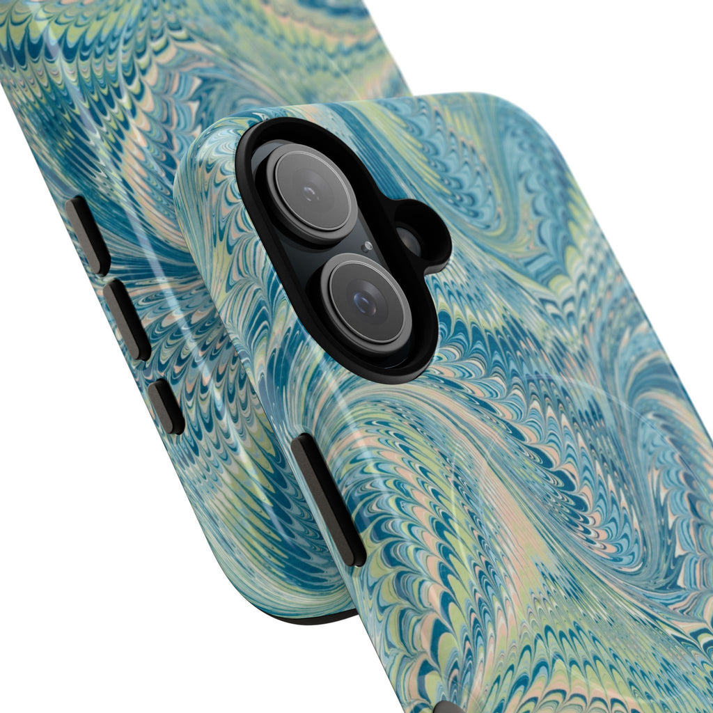 Aqua + Green Marble Phone Case - Impact-Resistant Durable - Dual Cover Design
